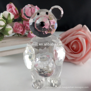 Estatueta clara do urso de peluche do cristal para o presente e a decoração